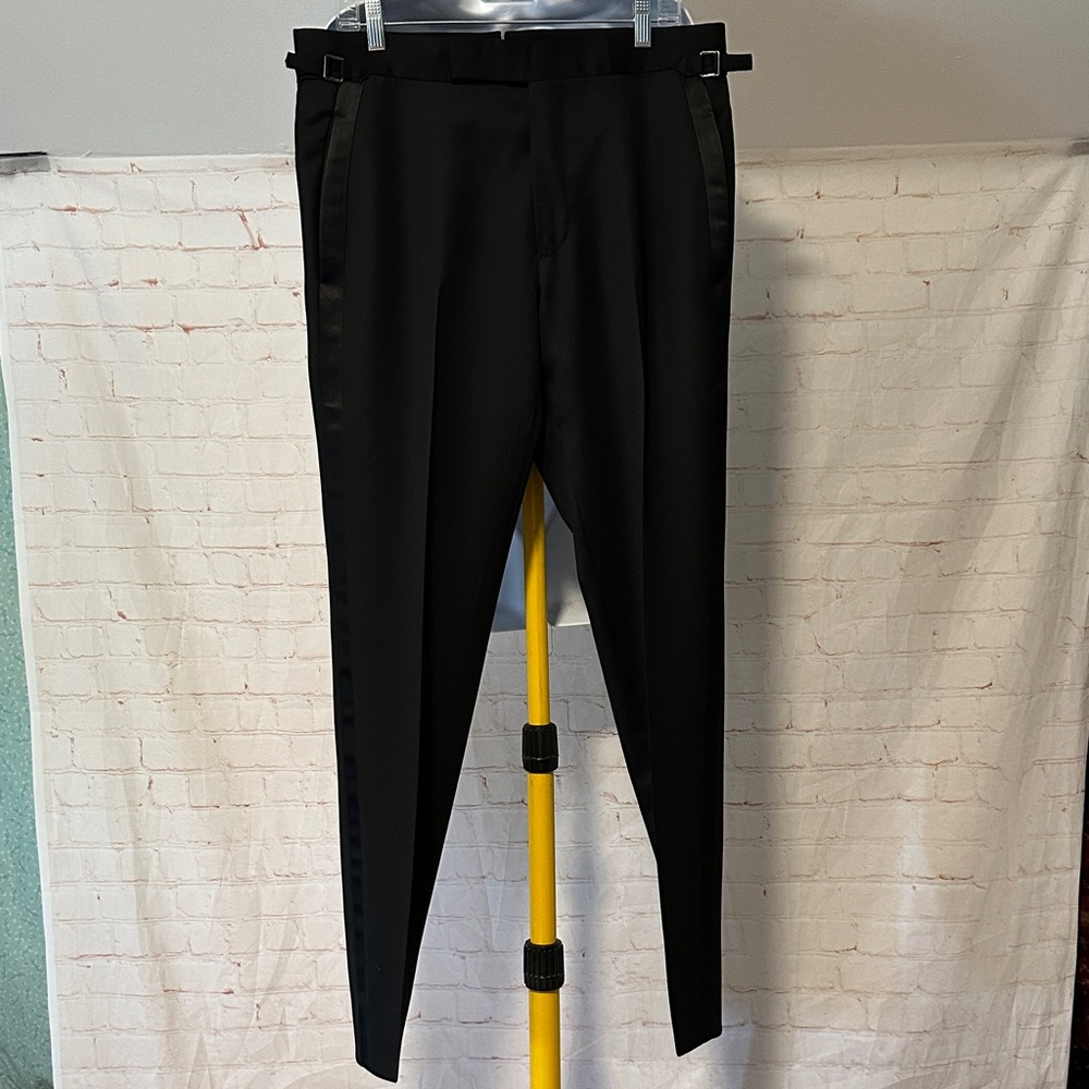 Tom Ford Tuxedo Pants Black Wool Flat Front Formal Sz 34x32 - Picture 2 of 13
